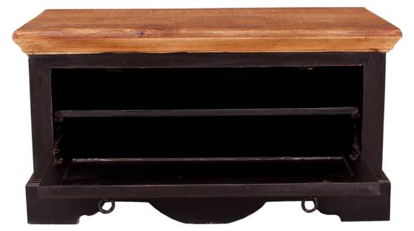 CORSICA Schuhschrank Schwarz - Gelb - Mango - 85 x 45 x 40 cm