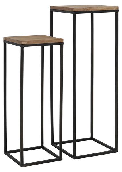 Säule Yarula Schwarz - Braun - Eisen - Stahl - 35 x 102 x 35 cm