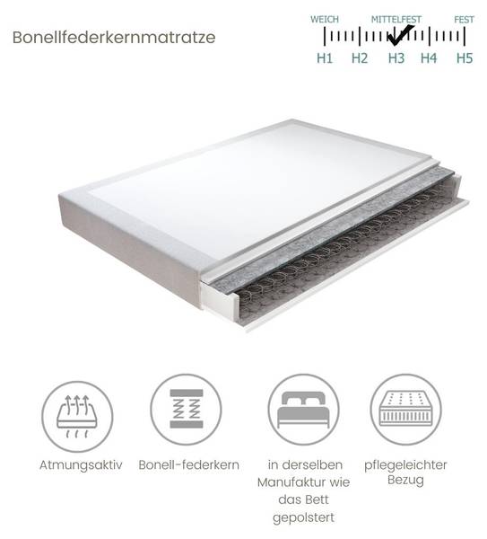 Boxspringbett Joy Bonellfederkern Braun - Liegefläche Breite: 120 cm