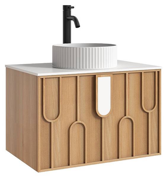Einzelwaschtisch MERKAN Braun - Holz teilmassiv - 75 x 49 x 50 cm