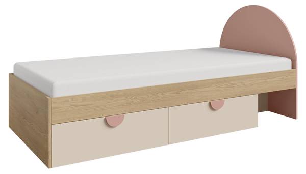 Jugendbett Lexi Beige - Hellrosa - Eiche