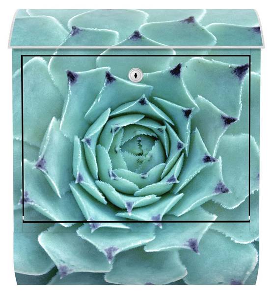 Briefkasten Kaktus Agave Türkis - Stahl - 39 x 46 x 13 cm
