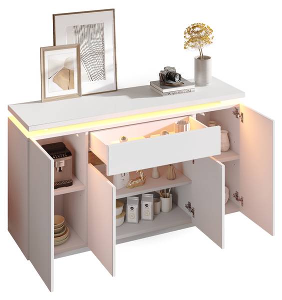 Sideboard GLOWLucy Ⅲ Weiß - Holzwerkstoff - 40 x 80 x 140 cm