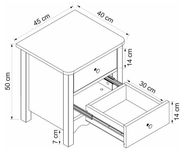 Nachttisch ILIZANA Weiß - Holz teilmassiv - 40 x 50 x 45 cm