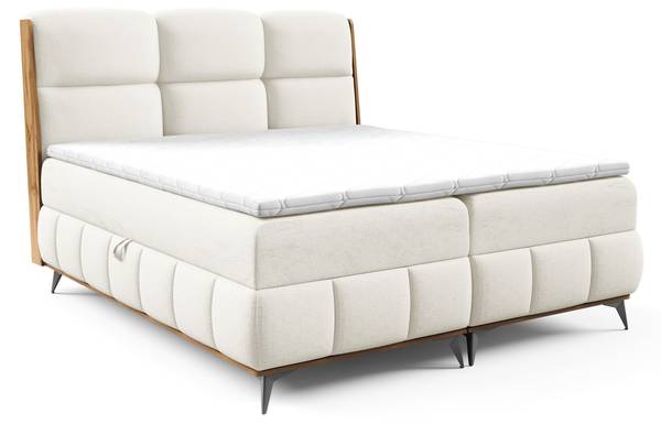 Boxspringbett CHARLIE Ecru - Breite: 125 cm
