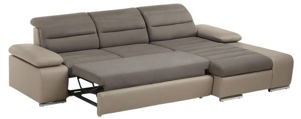 Schlafsofa MIRABEAU Grau - Kunstleder - Textil - 185 x 100 x 285 cm