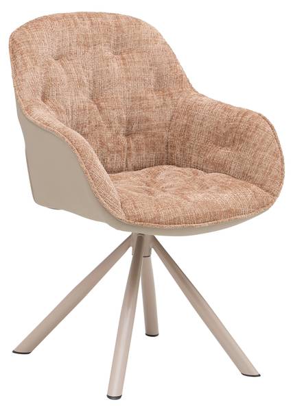 Armlehnstuhl EILEEN Beige - Braun - Metall - Textil - 62 x 85 x 62 cm