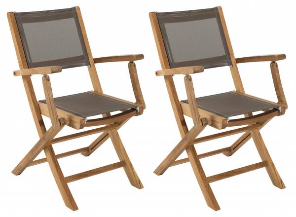 Lot de 2 fauteuils de jardin en teck Marron - Teck - 64 x 88 x 56 cm