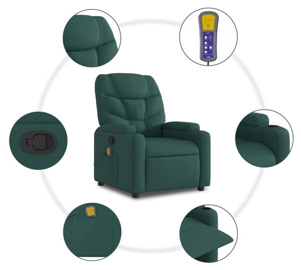 Fauteuil inclinable de massage 3032386-2 Vert foncé