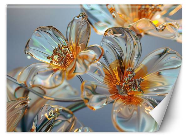 Papier peint fleurs en verre diamant - 350 x 245 cm