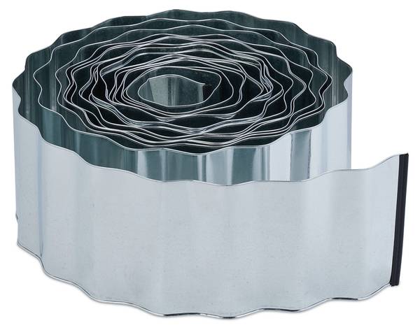 Rasenkante 15m aus Metall Silber - Eisen - 1 x 16 x 1500 cm