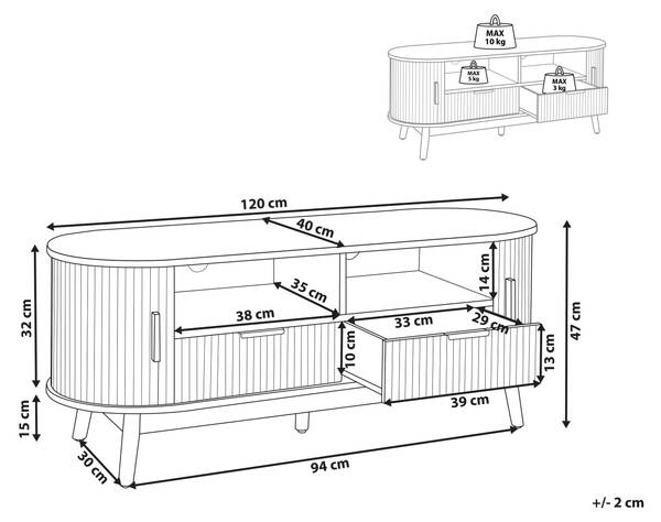 TV-Möbel SELAH Braun - Bambus - 120 x 47 x 40 cm