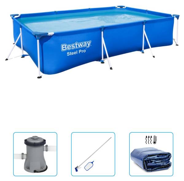 Schwimmbad-Set 5640445 (4-teilig) Blau - Kunststoff - 201 x 66 x 300 cm