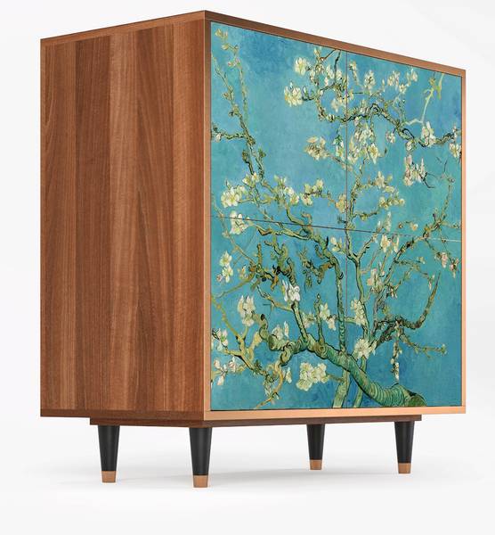 Sideboard BS3 Walnuss Blau - Holzwerkstoff - 94 x 96 x 48 cm