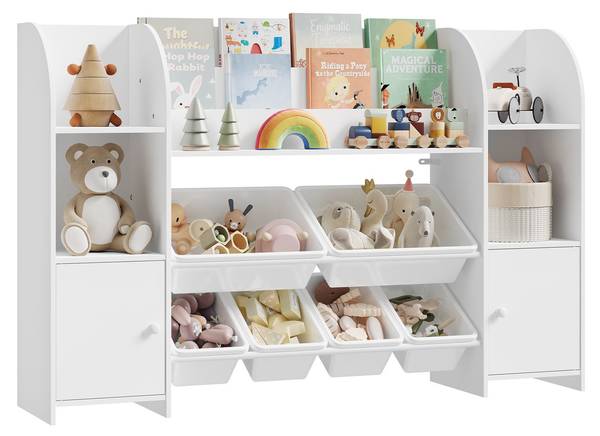 Kinderregal BV-001 Weiß - Holzwerkstoff - Kunststoff - 136 x 90 x 30 cm