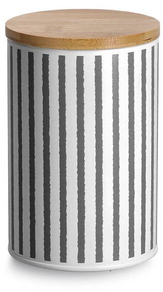 Vorratsdose m. Bambusdeckel, 1000ml Schwarz - Metall - 11 x 17 x 11 cm