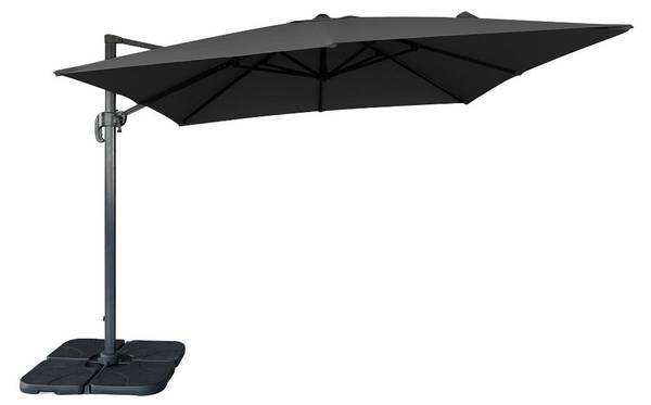 Hangende parasol Bea zwart - deels massief hout - 295 x 260 x 295 cm