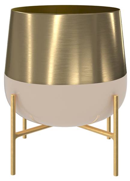 Cache-pot en métal rose clair et laiton Rose foncé - Métal - 19 x 26 x 19 cm