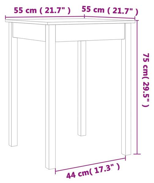 Table de salle à manger 3016111 Marron - Pin - 55 x 75 x 55 cm