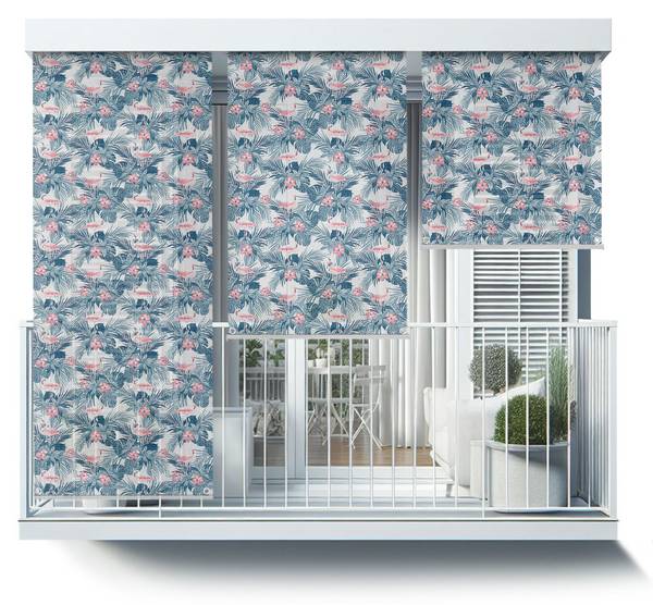 Außenrollo Phoenicopterus Decus Blau - Textil - 40 x 180 x 1 cm