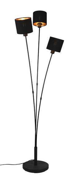 Stehlampe Stoffschirme Schwarz und Gold Schwarz - Strukturstoff - 41 x 150 x 42 cm