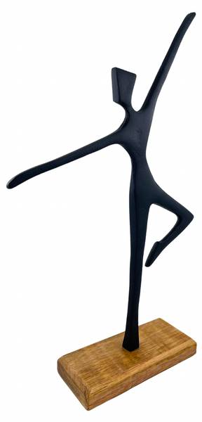 Tanzimpuls Dynamische Skulptur Schwarz - Braun - Holzwerkstoff - Metall - 28 x 46 x 6 cm