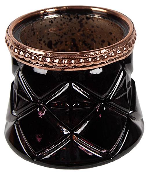 Teelichthalter Antono Schwarz - Glas - 7 x 6 x 7 cm