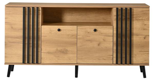 Sideboard Astraios Ⅷ Schwarz - Braun - Holzwerkstoff - Massivholz - 140 x 71 x 35 cm