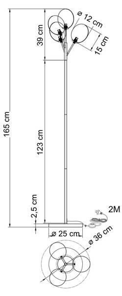 Stehleuchte Seryn Gold - Metall - 36 x 165 x 165 cm