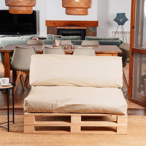 Abziehbares Palettenkissen 2er Set Beige