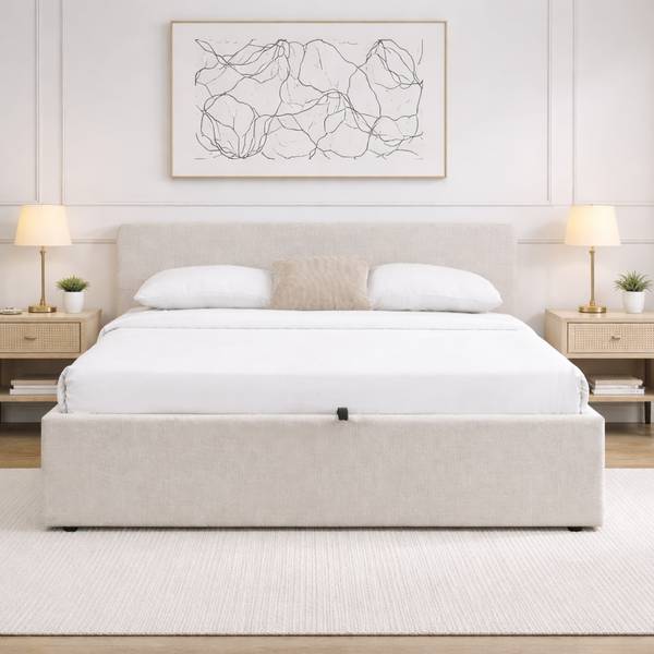 Bett LIOR Grau - Massivholz - 205 x 88 x 150 cm