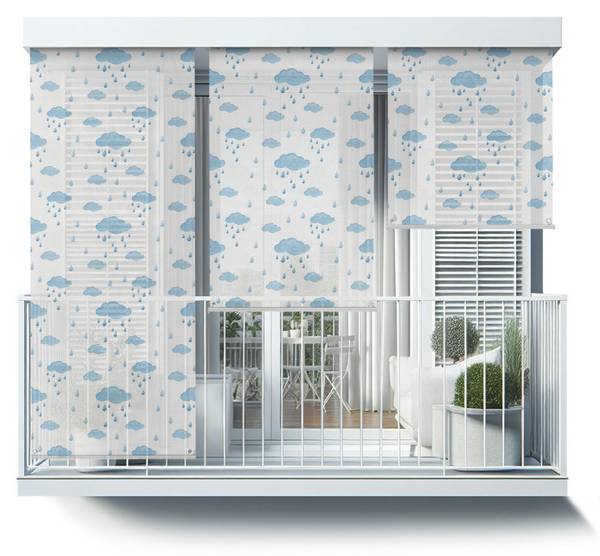 Außenrollo Nubes Stilla Blau - Textil - 40 x 180 x 1 cm