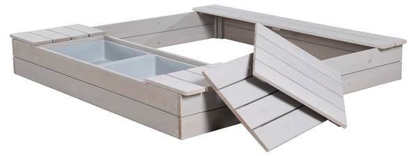 Sandkasten Deluxe Tanne, lasiert / Kunststoff - Grau