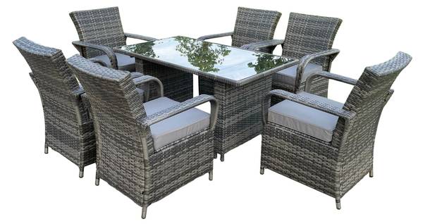 Stuhl Und Tisch Set XL(7er-Set) Grau - Webstoff