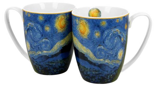 Becher Van Gogh Starry Night 2er Set Blau - Porzellan - 11 x 10 x 8 cm