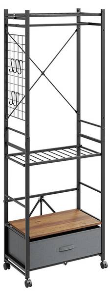 Portemanteau étroit KLS23-SCH Gris - Acier - 32 x 175 x 60 cm