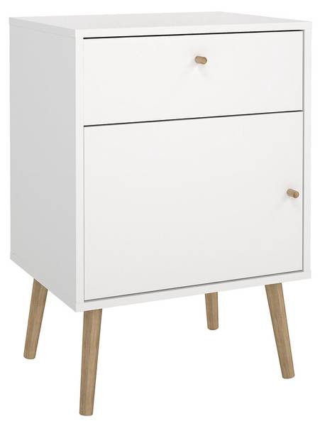 Nachttisch Bodo Weiß - Holz teilmassiv - 51 x 73 x 40 cm