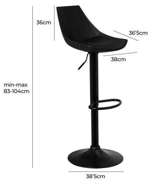 Hocker HH-805401 Schwarz - Metall - Kunstleder - 38 x 20 x 52 cm