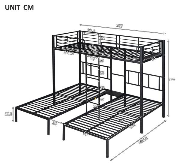 Etagenbetten K-1429 Schwarz