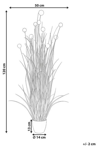 Kunstplant POMPOM GRASS zwart - groen - roze - kunststof - 50 x 120 x 50 cm