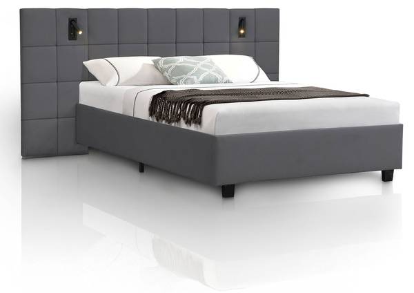 Polsterbett Luzano Grau - Holzwerkstoff - 140 x 110 x 200 cm