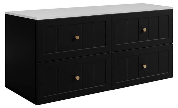 Wastafelmeubel Alpen III zwart - wit - Breedte: 120 cm