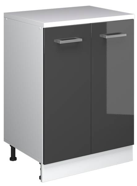 Küchenschrank Dachschrägen R-Line 61770 Hochglanz Anthrazit - Weiß - Breite: 60 cm - Grau