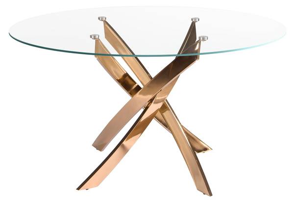 Esstisch 1169 Pink - Klarglas - Sicherheitsglas - 130 x 75 x 130 cm