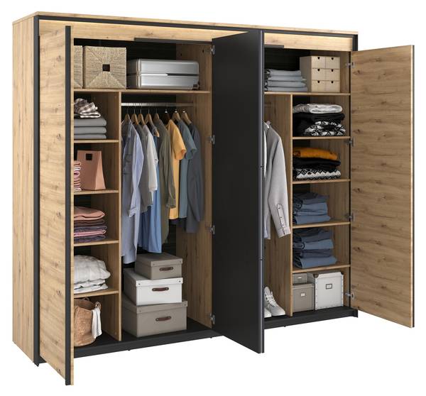 Kleiderschrank Quant 01 Braun - Holzwerkstoff - 220 x 221 x 68 cm