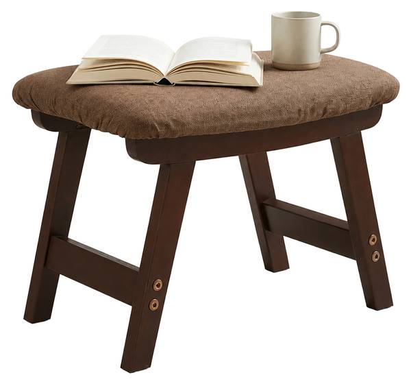 Pouf bois & tissu Marron