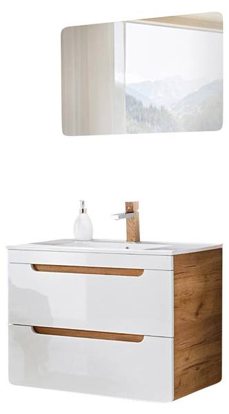 Badmöbel-Set LUTON-56-486 2er-Set Weiß - Holzwerkstoff - 81 x 200 x 46 cm