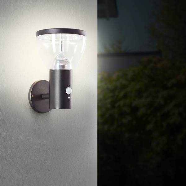 LED Außen Wandlampe, Solar, Schwarz - Metall - 16 x 25 x 18 cm