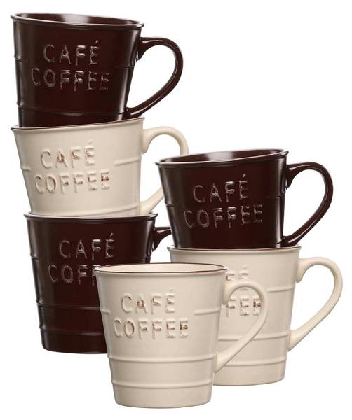 Henkelbecher Usato 6er Set Braun - Keramik - 10 x 10 x 13 cm