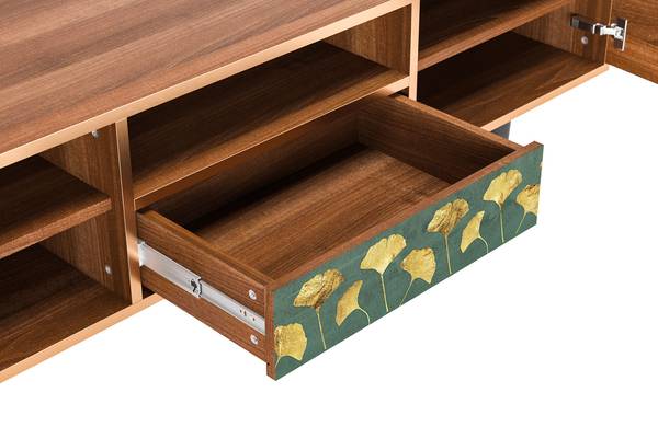 TV-Lowboard T6 Walnuss Grün - Holzwerkstoff - 170 x 59 x 41 cm